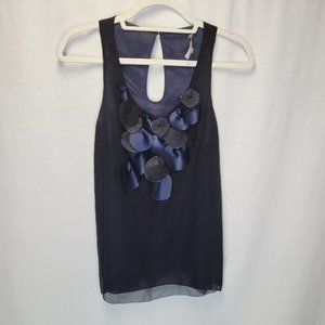 7 For All Mankind Women's XS Tank Top Blue Silk Circles